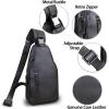 imageLRTO Genuine Leather Silng Bag for Men and Women Fashion Real Leather Sling Backpack Shoulder Crossbody Bag Chest PurseDarkgray