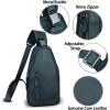 imageLRTO Genuine Leather Silng Bag for Men and Women Fashion Real Leather Sling Backpack Shoulder Crossbody Bag Chest PurseNavyblue