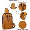 imageLRTO Genuine Leather Silng Bag for Men and Women Real Leather Sling Backpack Fashion Shoulder Crossbody Bag Chest PurseBrown