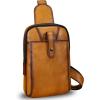 imageLRTO Genuine Leather Silng Bag for Men and Women Real Leather Sling Backpack Fashion Shoulder Crossbody Bag Chest PurseBrown
