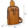 imageLRTO Genuine Leather Silng Bag for Men and Women Real Leather Sling Backpack Fashion Shoulder Crossbody Bag Chest PurseBrown