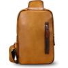 imageLRTO Genuine Leather Silng Bag for Men and Women Real Leather Sling Backpack Fashion Shoulder Crossbody Bag Chest PurseBrown