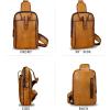 imageLRTO Genuine Leather Silng Bag for Men and Women Real Leather Sling Backpack Fashion Shoulder Crossbody Bag Chest PurseBrown