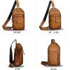 imageLRTO Genuine Leather Silng Bag for Men and Women Retro Leather Sling Backpack Purse Shoulder Crossbody Bag Chest BagBrown