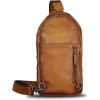 imageLRTO Genuine Leather Silng Bag for Men and Women Retro Leather Sling Backpack Purse Shoulder Crossbody Bag Chest BagBrown