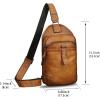 imageLRTO Genuine Leather Silng Bag for Men and Women Retro Leather Sling Backpack Purse Shoulder Crossbody Bag Chest BagBrown