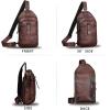 imageLRTO Genuine Leather Silng Bag for Men and Women Retro Leather Sling Backpack Purse Shoulder Crossbody Bag Chest BagCoffee