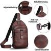 imageLRTO Genuine Leather Silng Bag for Men and Women Retro Leather Sling Backpack Purse Shoulder Crossbody Bag Chest BagCoffee