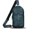 imageLRTO Genuine Leather Silng Bag for Men and Women Retro Leather Sling Backpack Purse Shoulder Crossbody Bag Chest BagNavyblue