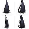 imageLRTO Genuine Leather Silng Bag for Women and Men Vintage Real Leather Sling Backpack Shoulder Crossbody Bag Chest PurseBlack
