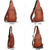 imageLRTO Genuine Leather Silng Bag for Women and Men Vintage Real Leather Sling Backpack Shoulder Crossbody Bag Chest PurseBrown
