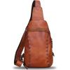 imageLRTO Genuine Leather Silng Bag for Women and Men Vintage Real Leather Sling Backpack Shoulder Crossbody Bag Chest PurseBrown