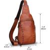 imageLRTO Genuine Leather Silng Bag for Women and Men Vintage Real Leather Sling Backpack Shoulder Crossbody Bag Chest PurseBrown