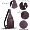 imageLRTO Genuine Leather Silng Bag for Women and Men Vintage Real Leather Sling Backpack Shoulder Crossbody Bag Chest PurseCoffee