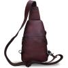 imageLRTO Genuine Leather Silng Bag for Women and Men Vintage Real Leather Sling Backpack Shoulder Crossbody Bag Chest PurseCoffee