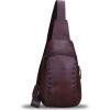imageLRTO Genuine Leather Silng Bag for Women and Men Vintage Real Leather Sling Backpack Shoulder Crossbody Bag Chest PurseCoffee