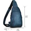 imageLRTO Genuine Leather Silng Bag for Women and Men Vintage Real Leather Sling Backpack Shoulder Crossbody Bag Chest PurseNavyblue