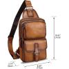 imageLRTO Genuine Leather Sling Bag Crossbody Motorcycle Bag Handmade Hiking Chest Daypack Retro Shoulder Backpack BrownBrown