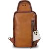 imageLRTO Genuine Leather Sling Bag Crossbody Motorcycle Bag Handmade Hiking Chest Daypack Retro Shoulder Backpack BrownBrown