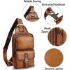 imageLRTO Genuine Leather Sling Bag Crossbody Motorcycle Bag Handmade Hiking Chest Daypack Retro Shoulder Backpack BrownBrown