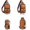 imageLRTO Genuine Leather Sling Bag Crossbody Motorcycle Bag Handmade Hiking Chest Daypack Retro Shoulder Backpack BrownBrown