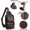 imageLRTO Genuine Leather Sling Bag Crossbody Motorcycle Bag Handmade Hiking Chest Daypack Retro Shoulder Backpack BrownCoffee