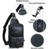 imageLRTO Genuine Leather Sling Bag Crossbody Motorcycle Bag Handmade Hiking Chest Daypack Retro Shoulder Backpack BrownDarkgrey