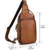 imageLRTO Genuine Leather Sling Bag Hiking Sling Backpacks Retro Handmade Crossbody Chest Daypack Antitheft Shoulder Bag Purse BrownBrown