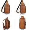imageLRTO Genuine Leather Sling Bag Hiking Sling Backpacks Retro Handmade Crossbody Chest Daypack Antitheft Shoulder Bag Purse BrownBrown
