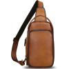 imageLRTO Genuine Leather Sling Bag Hiking Sling Backpacks Retro Handmade Crossbody Chest Daypack Antitheft Shoulder Bag Purse BrownBrown