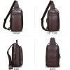 imageLRTO Genuine Leather Sling Bag Hiking Sling Backpacks Retro Handmade Crossbody Chest Daypack Antitheft Shoulder Bag Purse BrownCoffee
