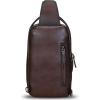 imageLRTO Genuine Leather Sling Bag Hiking Sling Backpacks Retro Handmade Crossbody Chest Daypack Antitheft Shoulder Bag Purse BrownCoffee
