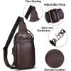 imageLRTO Genuine Leather Sling Bag Hiking Sling Backpacks Retro Handmade Crossbody Chest Daypack Antitheft Shoulder Bag Purse BrownCoffee