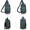 imageLRTO Genuine Leather Sling Bag Hiking Sling Backpacks Retro Handmade Crossbody Chest Daypack Antitheft Shoulder Bag Purse BrownGray