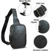 imageLRTO Genuine Leather Sling Bag for Women Small Crossbody Purse Handmade Daypack Retro Shoulder Backpack Vintage Chest Pack BrownBlack