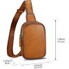 imageLRTO Genuine Leather Sling Bag for Women Small Crossbody Purse Handmade Daypack Retro Shoulder Backpack Vintage Chest Pack BrownBrown
