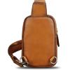 imageLRTO Genuine Leather Sling Bag for Women Small Crossbody Purse Handmade Daypack Retro Shoulder Backpack Vintage Chest Pack BrownBrown
