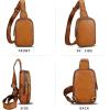 imageLRTO Genuine Leather Sling Bag for Women Small Crossbody Purse Handmade Daypack Retro Shoulder Backpack Vintage Chest Pack BrownBrown
