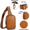 imageLRTO Genuine Leather Sling Bag for Women Small Crossbody Purse Handmade Daypack Retro Shoulder Backpack Vintage Chest Pack BrownBrown