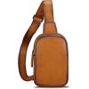 imageLRTO Genuine Leather Sling Bag for Women Small Crossbody Purse Handmade Daypack Retro Shoulder Backpack Vintage Chest Pack BrownBrown