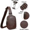imageLRTO Genuine Leather Sling Bag for Women Small Crossbody Purse Handmade Daypack Retro Shoulder Backpack Vintage Chest Pack BrownCoffee