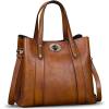 imageGenuine Leather Handbags for Women Satchel Purses Vintage Handmade Shoulder Bag Cowhide Top Handle Handbag TotesBrown