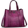 imageGenuine Leather Handbags for Women Satchel Purses Vintage Handmade Shoulder Bag Cowhide Top Handle Handbag TotesPurple