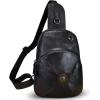 imageGenuine Leather Silng Bag for Women Small Vintage Leather Sling Backpack Fashion Shoulder Crossbody Bag Chest PurseBlack