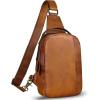 imageGenuine Leather Sling Bag Crossbody Purse Retro Handmade Hiking Daypack Motorcycle Shoulder Backpack Vintage Chest Bags CoffeeBrown