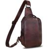 imageGenuine Leather Sling Bag Crossbody Purse Retro Handmade Hiking Daypack Motorcycle Shoulder Backpack Vintage Chest Bags CoffeeCoffee