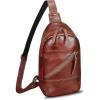 imageGenuine Leather Sling Bag Men and Women Vintage Handmade Leather Sling Backpack Shoulder Crossbody Bag Chest PurseCoffee