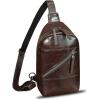 imageGenuine Leather Sling Bag Men and Women Vintage Handmade Leather Sling Backpack Shoulder Crossbody Bag Chest PurseDark Coffee
