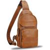 imageGenuine Leather Sling Bag for Man and Women Crossbody Purse Handmade Retro Shoulder Backpack Vintage Chest BagsBrown