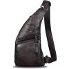 imageGenuine Leather Sling Bag for Men Vintage Handmade Crossbody Daypack Hiking Backpack Retro Crossbody Shoulder Bags LightCoffeeDarkcoffee